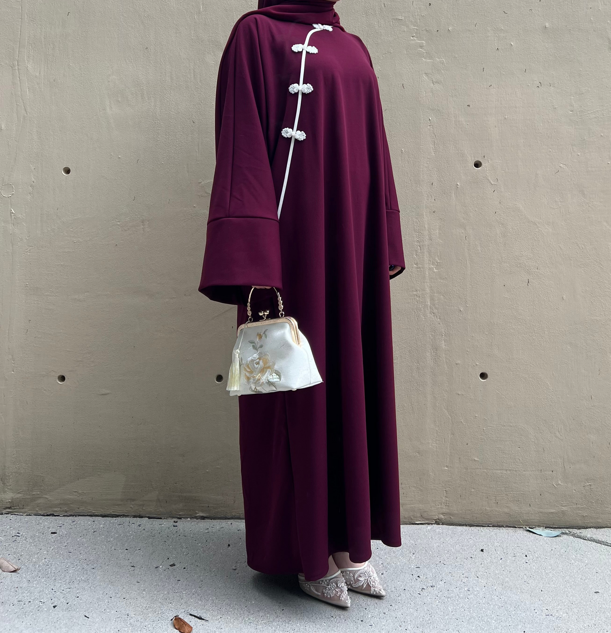 BURGUNDY QI PAO ABAYA