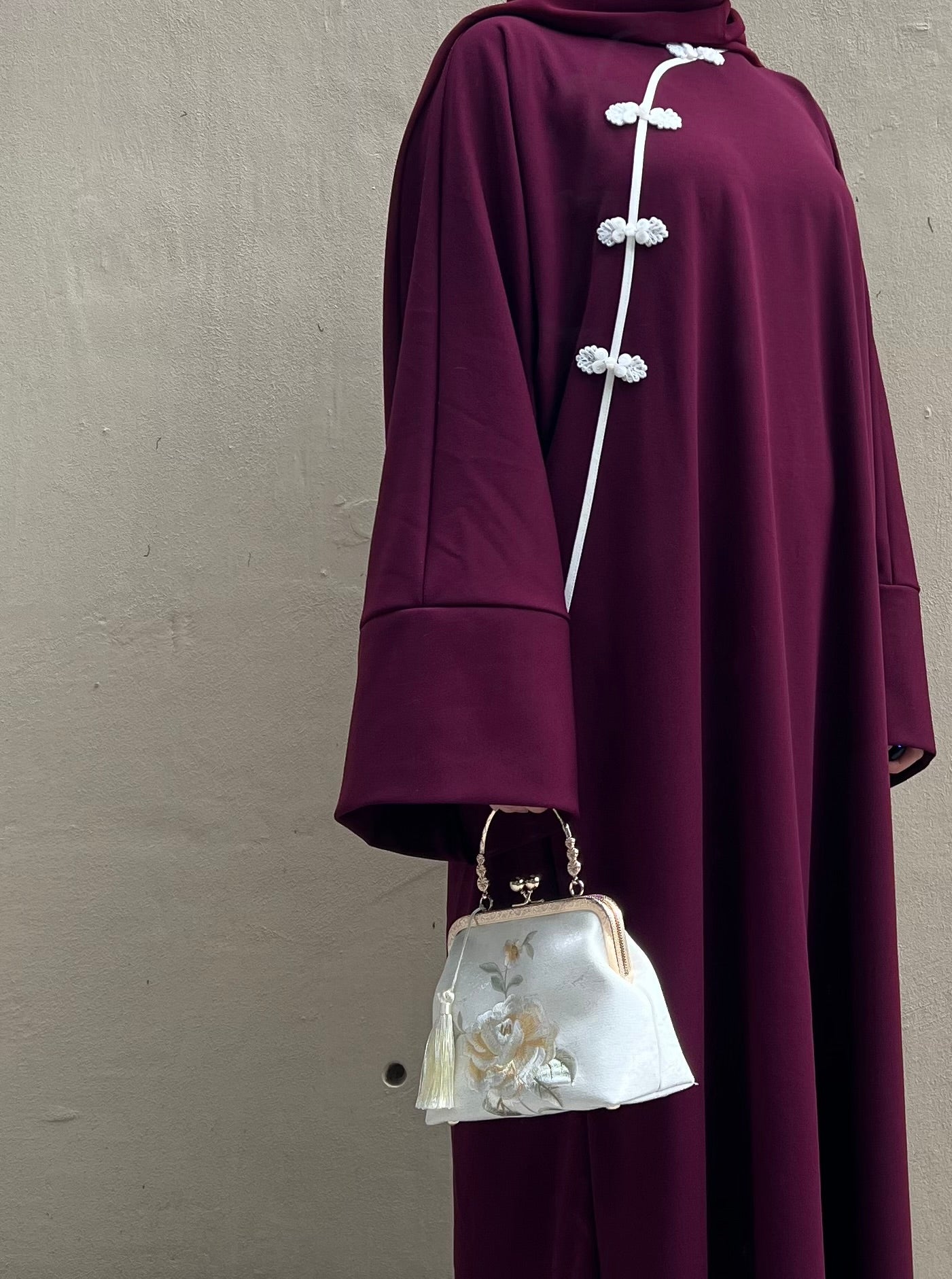 BURGUNDY QI PAO ABAYA